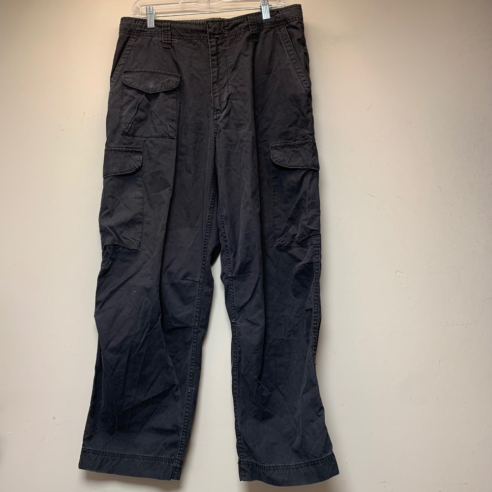 Old Navy Cargo Pants Mens 33x30 Black Wide Leg Cotton Utilitarian Excellent